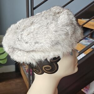 Vintage Real Fur Hat Silver Gray | Plush Winter Pillbox | Luxe Cold